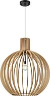 DVI Nahanni Park 1-Light Pendant in Black with Natural Wood Shade