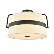 DVI Bon Echo 3-Light Semi-Flush Mount in Ebony with Satin White Shade