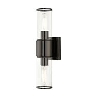 Quincy 2-Light Bathroom Vanity Sconce in Black Chrome