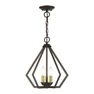 Prism 3-Light Semi-Flush with Pendant in English Bronze with Antique Brass