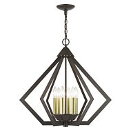 Prism 6-Light Chandelier in English Bronze with Antique Brass