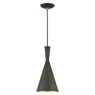 Waldorf 1-Light Pendant in Bronze with Antique Brass