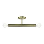 Copenhagen 2-Light Semi-Flush Mount in Antique Brass