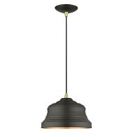 Endicott 1-Light Pendant in Bronze with Antique Brass