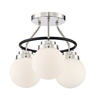 Elle 3-Light Semi-Flush Mount in Polished Nickel