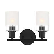 Cedar Lane 2-Light Bathroom Vanity Light in Matte Black