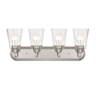 Zane 4-Light Bathroom Vanity Light in Brushed Nickel