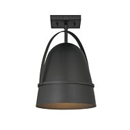 Rue 1-Light Semi-Flush Mount in Black