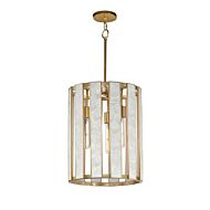 Miramar 3-Light Foyer Pendant in Capiz with Natural Aged Brass