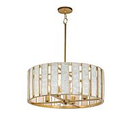 Miramar 4-Light Pendant in Capiz with Natural Aged Brass