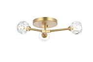 Zayne 3-Light Flush Mount in Gold and Clear