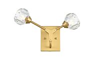 Zayne 2-Light Wall Sconce in Gold and Clear
