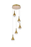 Amherst 5-Light LED Pendant in satin gold