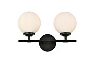 Ansley 2-Light Bathroom Vanity Light Sconce in Black and frosted white