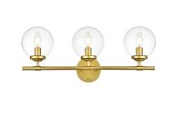 Ingrid 3-Light Bathroom Vanity Light Sconce in Brass and Clear