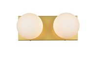 Jaylin 2-Light Bathroom Vanity Light Sconce in Brass and frosted white