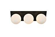 Jillian 3-Light Bathroom Vanity Light Sconce in Black and frosted white