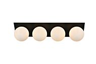 Jillian 4-Light Bathroom Vanity Light Sconce in Black and frosted white