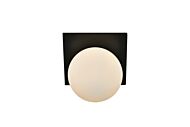 Jillian 1-Light Bathroom Vanity Light Sconce in Black and frosted white