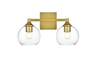 Foster 2-Light Bathroom Vanity Light Sconce in Brass and Clear