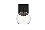 Foster 1-Light Bathroom Vanity Light Sconce in Black and Clear