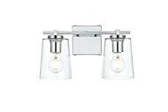 Kacey 2-Light Bathroom Vanity Light Sconce in Chrome and Clear