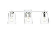 Kacey 3-Light Bathroom Vanity Light Sconce in Chrome and Clear