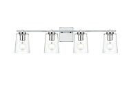 Kacey 4-Light Bathroom Vanity Light Sconce in Chrome and Clear