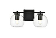 Juelz 2-Light Bathroom Vanity Light Sconce in Black and Clear