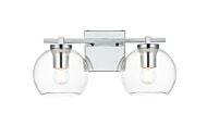 Juelz 2-Light Bathroom Vanity Light Sconce in Chrome and Clear