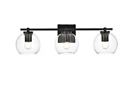 Juelz 3-Light Bathroom Vanity Light Sconce in Black and Clear