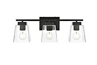 Merrick 3-Light Bathroom Vanity Light Sconce in Black and Clear