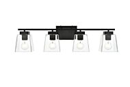 Merrick 4-Light Bathroom Vanity Light Sconce in Black and Clear