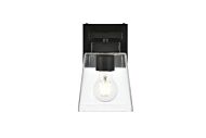 Merrick 1-Light Bathroom Vanity Light Sconce in Black and Clear