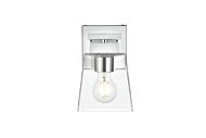 Merrick 1-Light Bathroom Vanity Light Sconce in Chrome and Clear