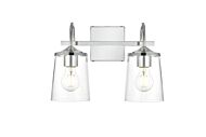 Avani 2-Light Bathroom Vanity Light Sconce in Chrome and Clear