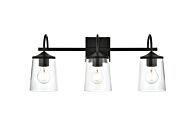 Avani 3-Light Bathroom Vanity Light Sconce in Black and Clear