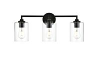 Mayson 3-Light Bathroom Vanity Light Sconce in Black and Clear