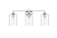 Mayson 3-Light Bathroom Vanity Light Sconce in Chrome and Clear