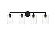 Mayson 4-Light Bathroom Vanity Light Sconce in Black and Clear