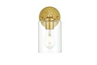 Mayson 1-Light Bathroom Vanity Light Sconce in Brass and Clear