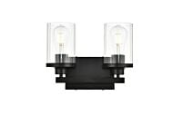 Saanvi 2-Light Bathroom Vanity Light Sconce in Black and Clear