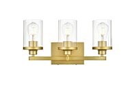 Saanvi 3-Light Bathroom Vanity Light Sconce in Brass and Clear