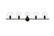 Jaelynn 5-Light Bathroom Vanity Light Sconce in Black and Clear