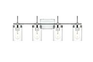 Benny 4-Light Bathroom Vanity Light Sconce in Chrome and Clear