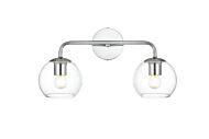 Genesis 2-Light Bathroom Vanity Light Sconce in Chrome and Clear