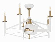 The Reserve 32 5-Light 24" Fandelier in White with Satin Brass