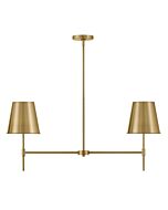 Blake 2-Light LED Linear Chandelier in Lacquered Brass