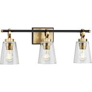 Cassell 3-Light Bathroom Vanity Light & Vanity in Vintage Brass