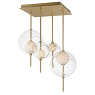 Martini 4-Light LED Pendant in Natural Aged Brass